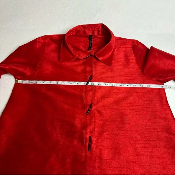 Red A-Line Button-Up Cocktail Blouse / Evening Jacket Sz Sm - Picture 6 of 9